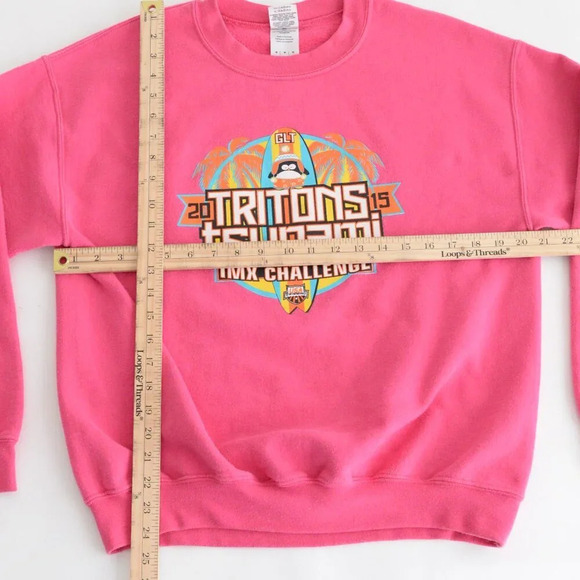 Gilden Heavy Blend Pink 2015 Tritons Tsunami USA Swimming Crewneck Sweater M - Picture 4 of 11